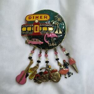 Moulin Rouge Vintage Whimsical Brooch, Retro Diner Themed, 1950s, 1960s